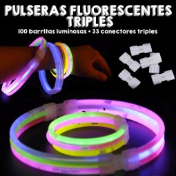 Pulseras fluorescentes triples