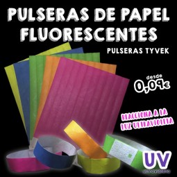 Pulseras de papel fluorescentes Tyvek