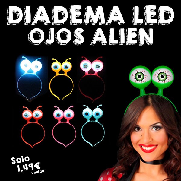 Diadema LED con forma de globo ocular Alien para el cabello, diadema  brillante c